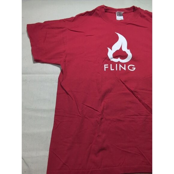Fling Upside Down Heart Promo Men's Graphic Print Short Sleeve T-Shirt Red XL - Picture 2 of 10